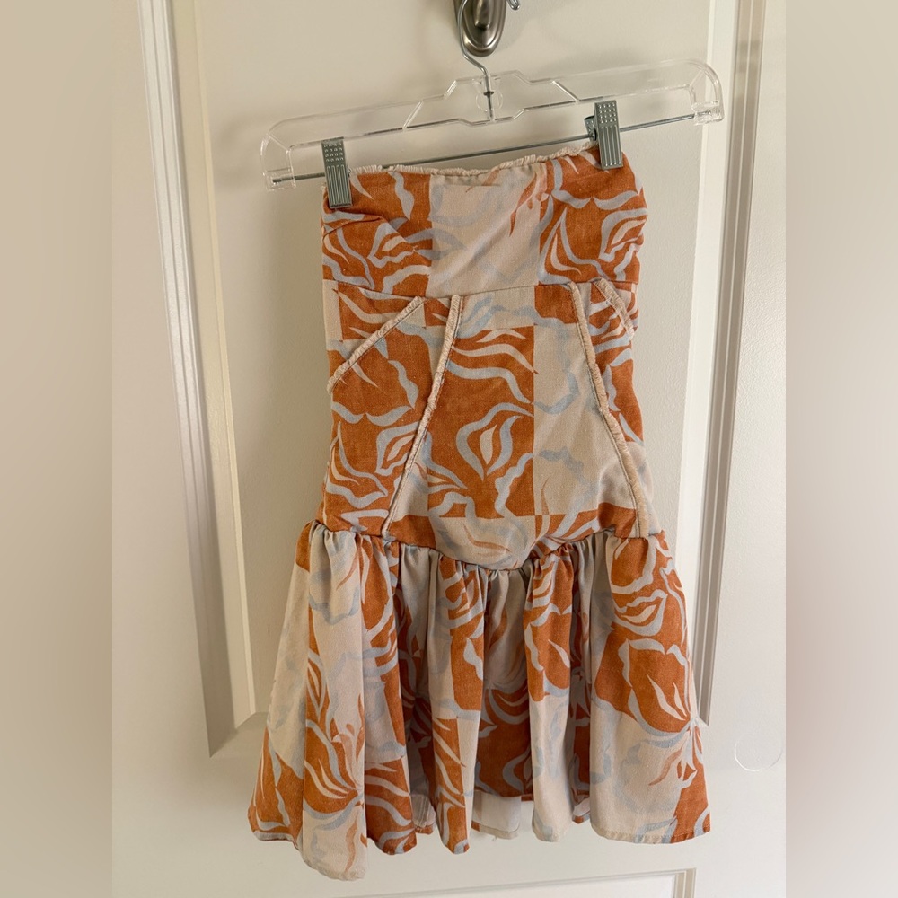 Peppermayo Orange and Cream Floral Tiered A-Line Skirt